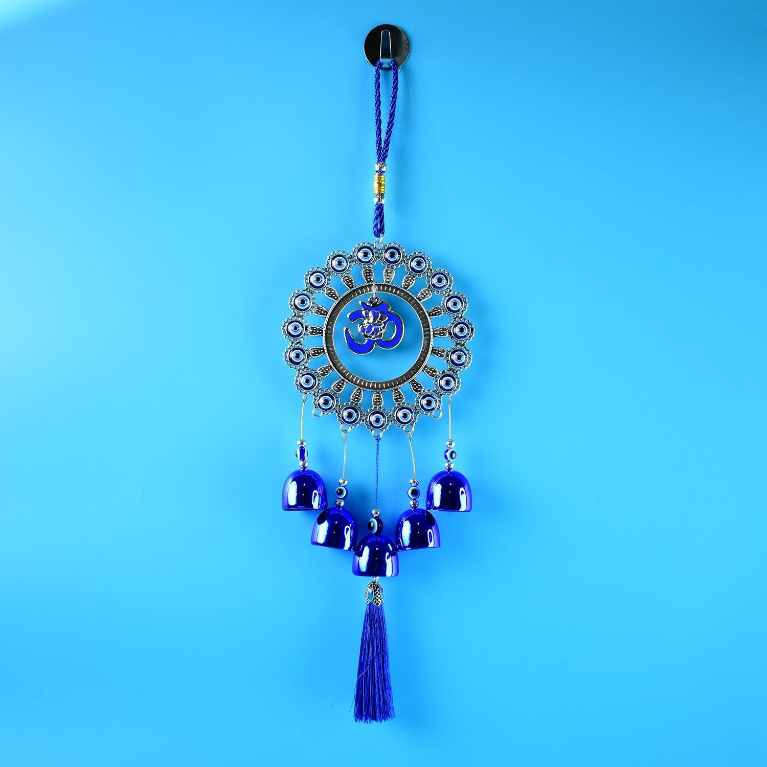 Hanging OM Wind Chime with Evil Eye Protection Charm Hanging OM Wind Chime with Evil Eye Protection Charm